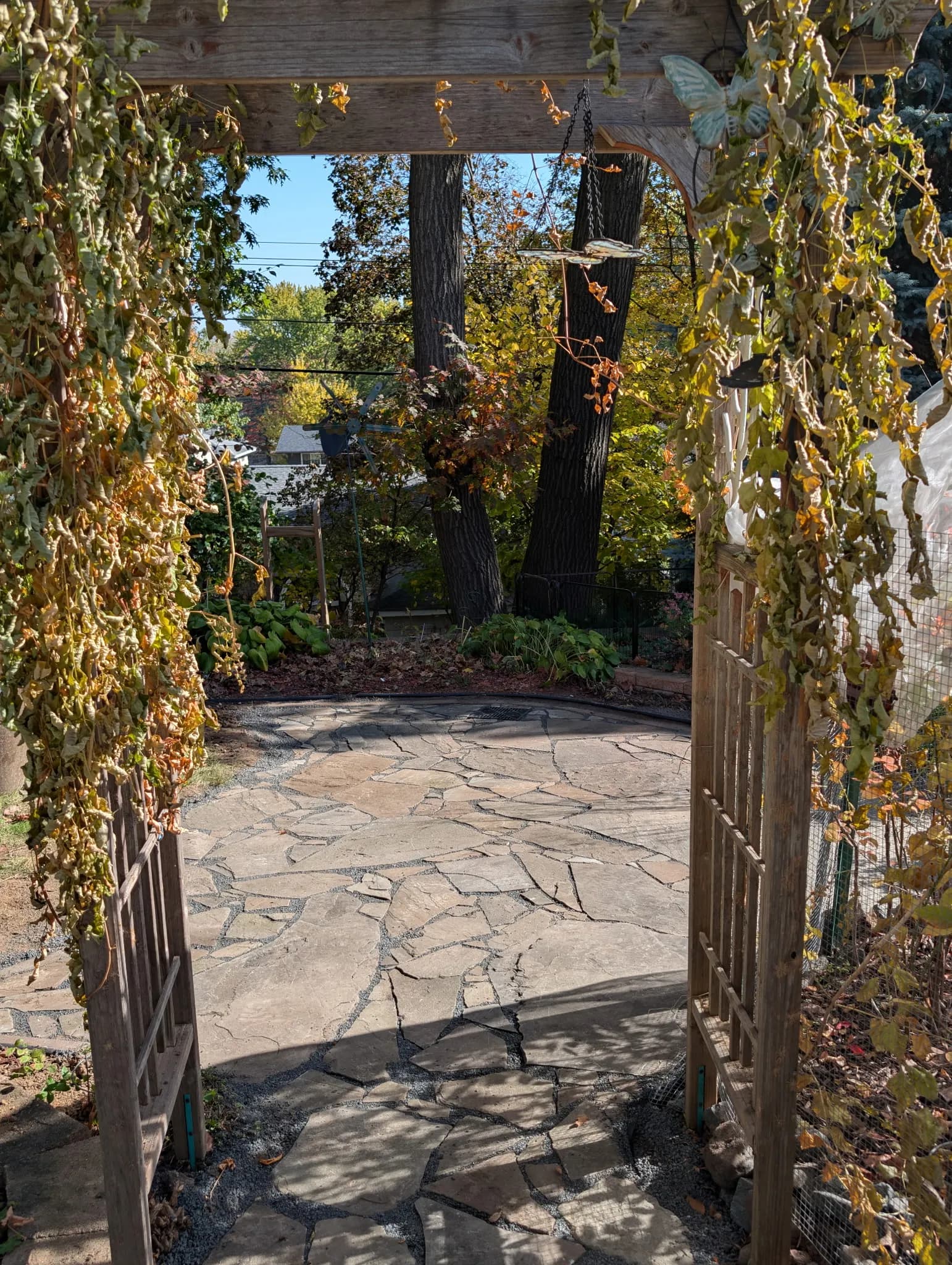 Gallery photos for Flagstone Patio With Black Granite Joints and French Drain: Image #4