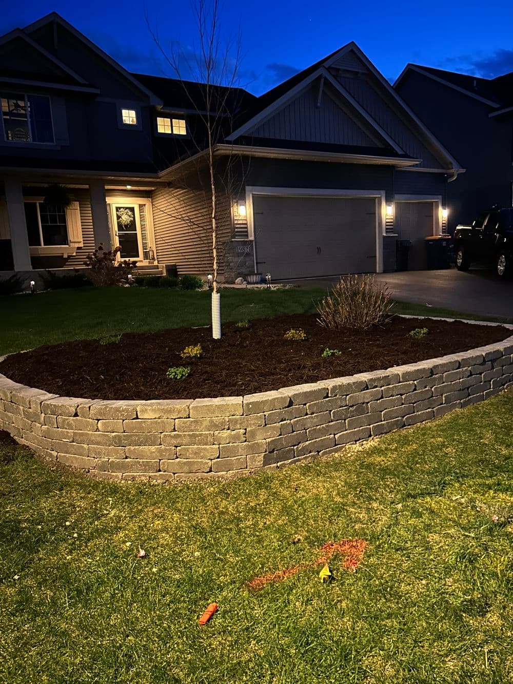 Curved Retaining Wall and Planting Bed in Blaine MN image