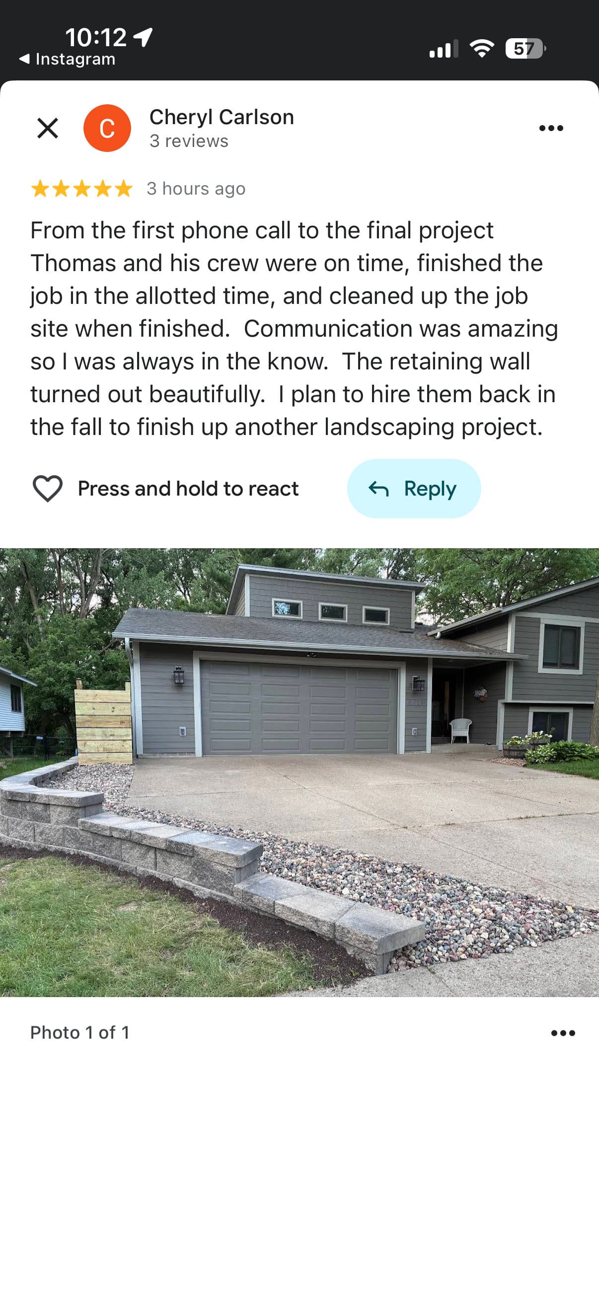 Gallery photos for 40-Foot Retaining Wall Fixes Drainage and Code Issues in Eden Prairie: Image #1